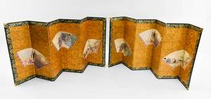 lot 154 image: Pair of Japanese () Miniature Folding Screens with Sutras