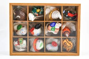 lot 168 image: 12 Miniature Chinese Zodiac Figurines in Shadow Box
