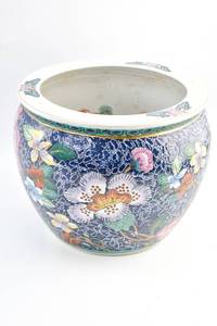 lot 206 image: Chinese Qing Dynasty Style Floral Fish Bowl Planter