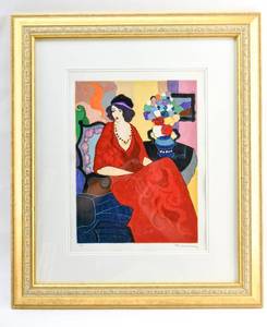 lot 4 image: Signed Seated Woman Itzchak Tarkay Serigraph