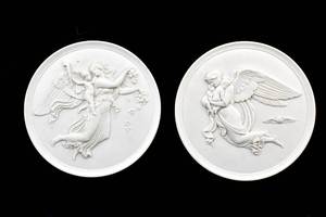 lot 254 image: Pair of Royal Copenhagen Angelic Bisque Plaques