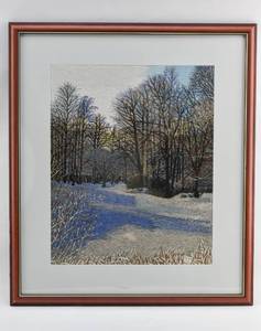 lot 25 image: Embroidered Winter Landscape Artwork
