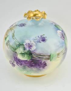 lot 220 image: Willets Belleek Hand Painted Porcelain Vase