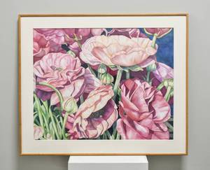 lot 8 image: Signed Birgit OConnor 1993 Poppy Watercolor Painting on Paper