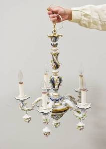 lot 207 image: Amazing Italian Porcelain Chandelier Signed Mangani