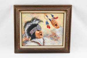 lot 263 image: Painting on Canvas of Native American Signed T. Showalter