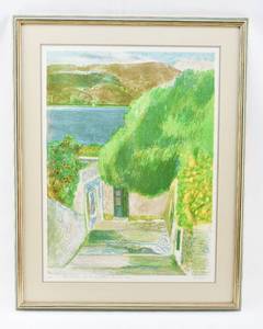 lot 22 image: Guy Bardone Artists Proof Lithograph of Outdoor Corridor