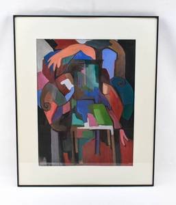 lot 268 image: Contemporary Abstract Figural Painting Signed Thompson