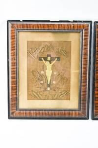 lot 306 image: Two Embroidered Religious Artworks from Slovakia