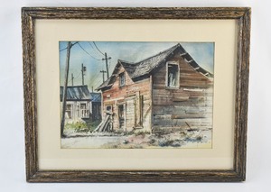 lot 279 image: Watercolor Painting of Dilapidated House Signed Lyle V. Ball