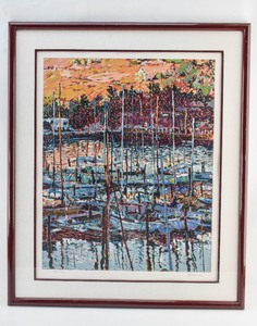 lot 215 image: Large Chapel at Tiburon Serigraph by Marco Sassone