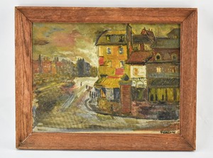 lot 267 image: City Corner at Night Oil Painting by Hayley Lever