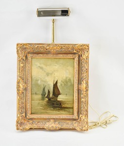 lot 282 image: Marine Painting on Board with Picture Light Signed L.V. Taylor 1999