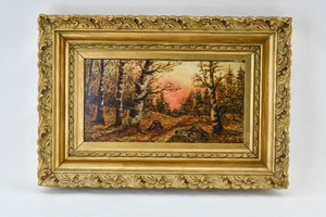 lot 272 image: Unsigned Birch Forest Painting on Board