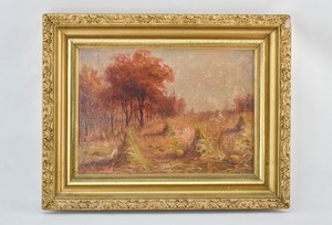 lot 271 image: Autumnal Field Painting on Canvas Signed J.L. McKelvey 1902