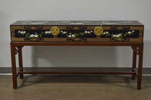 lot 6 image: Asian Inspired Raised Lacquer Chest Table