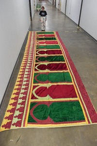 lot 10 image: Enormous 19th C. Moroccan Prayer Carpet Rug