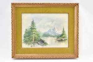 lot 133 image: Mountain Landscape Oil Painting on Canvas signed Spencer