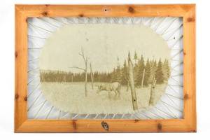 lot 7 image: R. J. Schmidt Drawing on Stretched Deer Hide