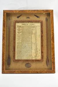 lot 197 image: Framed Artifacts and Newspaper Article Print