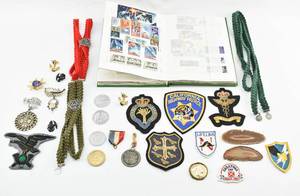 lot 222 image: Assorted Ephemera, Patches, Pins, Stamps, Etc.