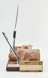 lot 172 image: Pen Rest with Historical Artifacts Related to Lincoln and John Berry