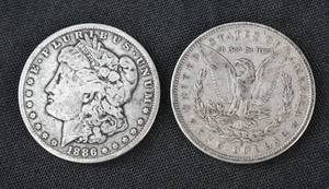 lot 153 image: 2 Antique 1886 Morgan Dollar Coins