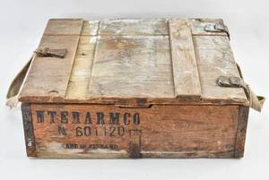 lot 74 image: Vintage Interarmco Wood Ammo Box 601120
