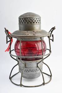 lot 112 image: Vintage Adlake Railroad Lantern with Red Globe