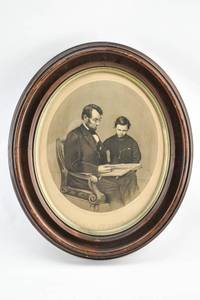 lot 181 image: Antique Lincoln at Home Engraving by H.B. Hall Jr.