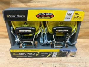 lot 51 image: SMARTSTRAPS Pack of 2- 20 ft Commercial Ratchet Tie Downs