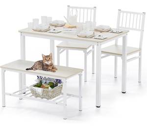 lot 43 image: TERAVES Dining Table Set, Kitchen Table with 2 Chairs and a Bench