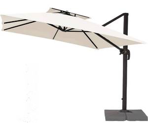 lot 4 image: JEARY 10 FT Square Cantilever Patio Umbrella Double Top Roating Outdoor Offset Umbrella Heavy Duty Sun Umbrella for Patio Lawn Garden Backyard and Pool, Cream White