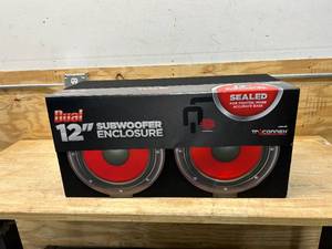 lot 30 image: 12 Dual Sealed Subwoofer Enclosure - Charcoal (TCBX-212)
