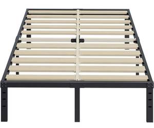 lot 15 image: ZIYOOU Full Size Bed Frame, 16 inch Tall, 3 Inches Wide Wood Slats with 3500 Pounds Support, No Box Spring Needed, Heavy Duty Metal Platform for Foam Mattress Foundation, Easy Assembly, Noise Free