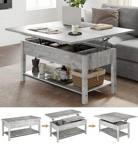 lot 48 image: FABATO Lift Top Coffee Table, 4-in-1 Multi-Function Convertible Coffee Table with Storage, Coffee Table Converts to Dining Table for Living Room Reception Room Office, Gray