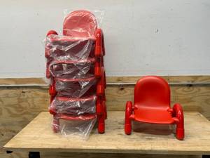lot 50 image: BASELINE Lot of 6-  5 Child Chairs - Candy Apple Red