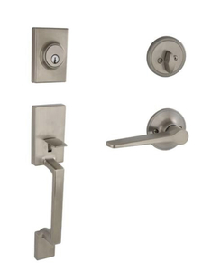 lot 101 image: ESSENTIALS BY SCHLAGE Branwell Satin Nickel Door Handleset with Vining Door Handle