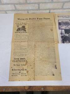 lot 67 image: April 4, 1887 1st Issue of the Mankato Daily Free Press and More