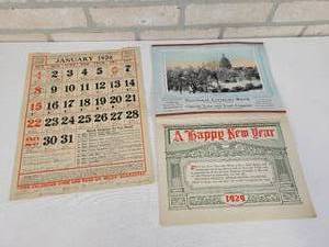 lot 98 image: 1929 Mankato, MN National Citizens Bank Calendar (Complete) and 1928 Calendar for Dr. Miles Medicines