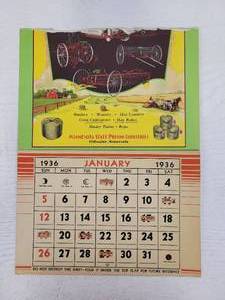 lot 103 image: RARE Minnesota State Prison Industries 1936 Calendar - Stillwater, MN