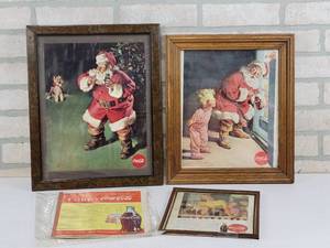 lot 121 image: Vintage Unused Coca-Cola School Notebook and (3) Vintage Framed Ads
