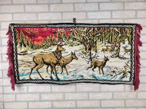 lot 134 image: Vintage Wall Deer Tapestry