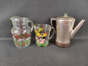 lot 145 image: Vintage West Bend Flavo-Matic Coffee Maker and (2) Glass Pitchers - NO SHIPPING