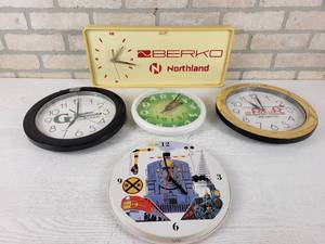 lot 191 image: (5) Assorted Advertising and Train Clocks - All are working Condition