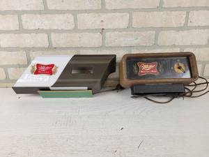 lot 193 image: (2) Vintage Miller High Life Beer Bar Lights  Clocks - Both Need repair