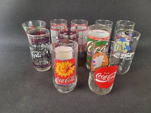 lot 201 image: (11) Assorted Coca-Cola Glass Tumblers - NO SHIPPING