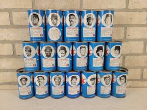 lot 220 image: (18) Vintage RC Cola MLB Baseball Player 12oz Cans - Northland Beverages of North Mankato, MN