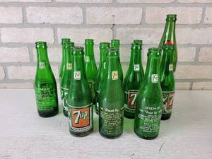 lot 236 image: (13) Vintage 7up 7oz and 16oz Bottles - Mankato, MN - Waterloo, IA - Cedar Rapids, IA and More - NO SHIPPING