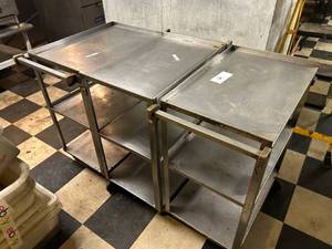 lot 41 image: Lot of Three Stainless Steel Rolling Utility Carts - 15W x 27D x 32H